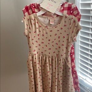 Emma & Sam Cream Dress with Pink Rose Print